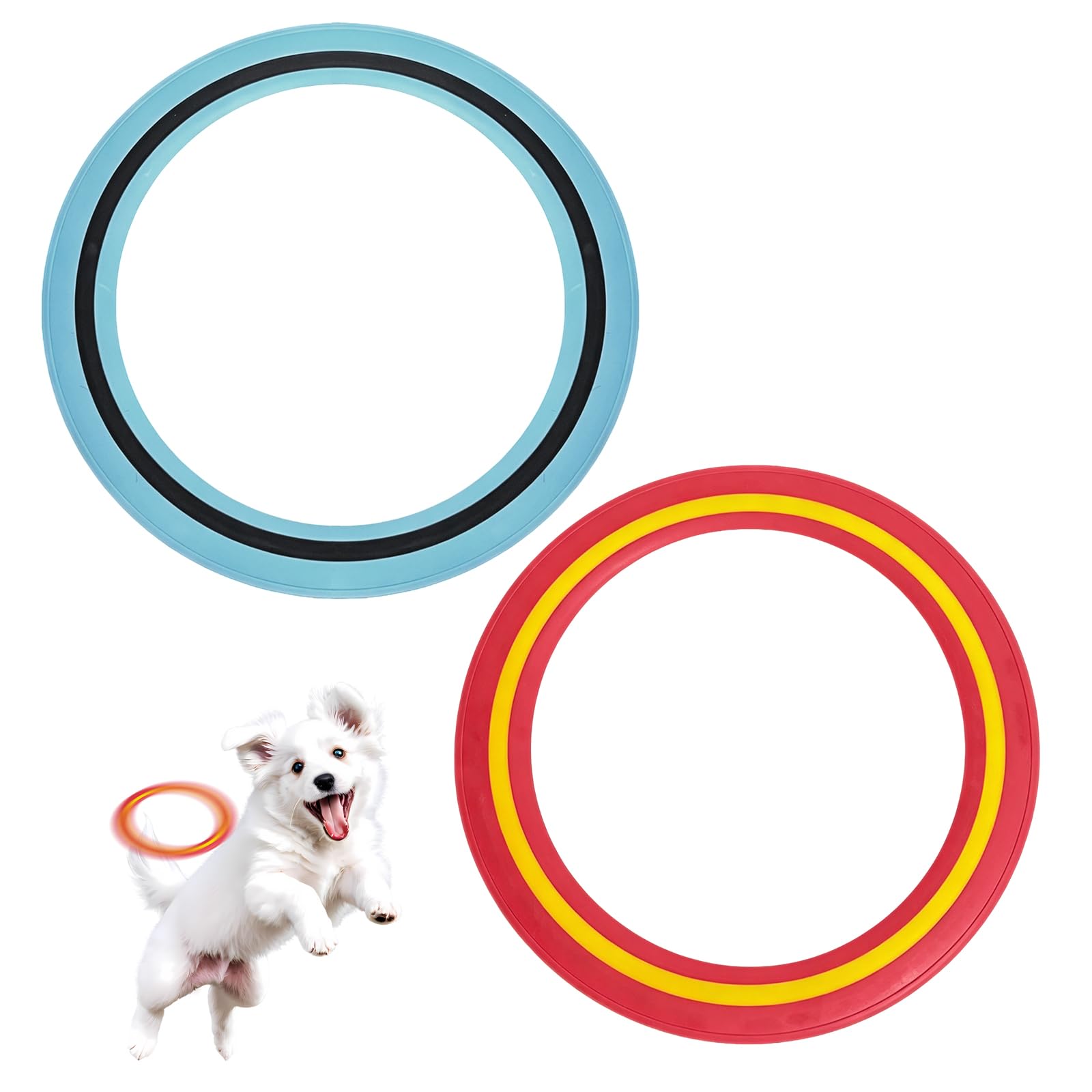 PacuM 2 Pcs Dog Frisbee Toy,Rubber Floating Flying Discs, Floatable