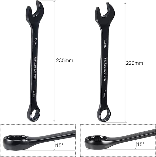 Miniatura 2 de uxcell Llave combinada métrica de extremo abierto de 0.709 in0.748 in, caja de 12 puntos, revestimiento de electroforesis negra, Cr-V