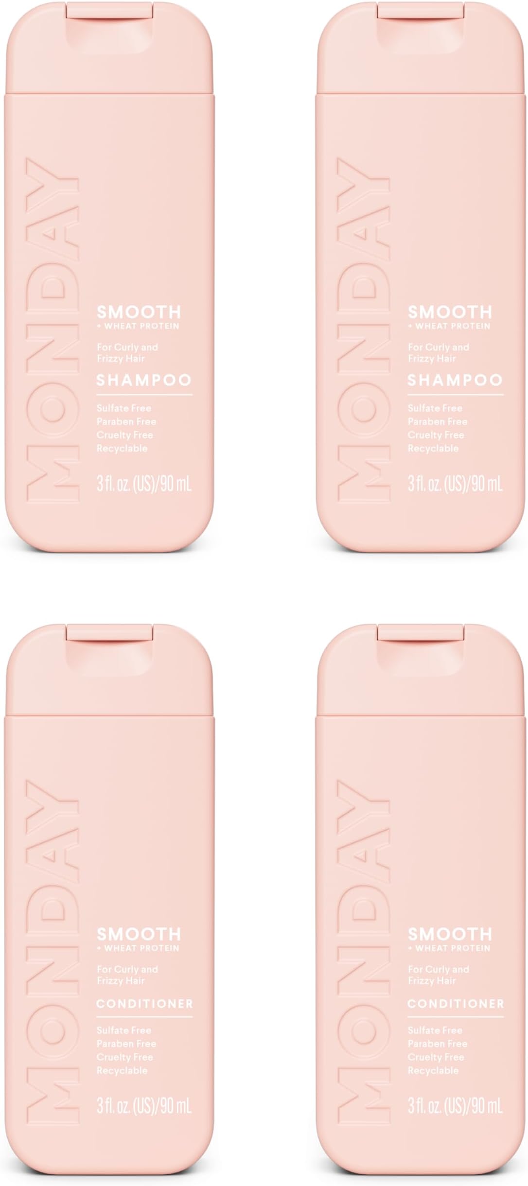 SMOOTH Shampoo + Conditioner with Wheat Protein & Avocado Oil for Frizz-Prone Hair 90 mL (Dual Set)