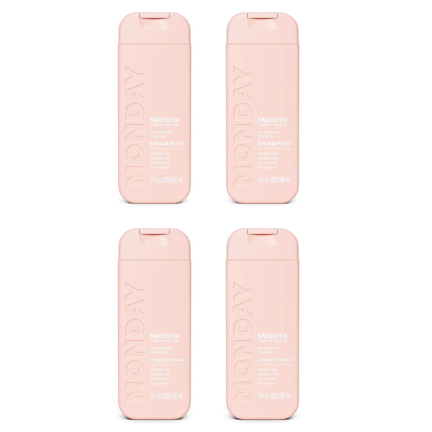 MONDAY Haircare SMOOTH Shampoo + Conditioner with Wheat Protein & Avocado Oil for Frizz-Prone Hair 90 mL (Dual Set)