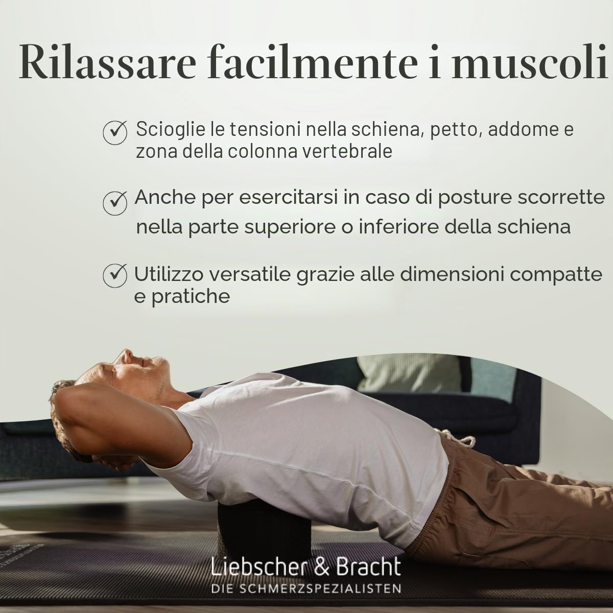Liebscher & Bracht L'originale attrezzo per la schiena con scanalatura per la colonna vertebrale e regolabile in altezza, prodotto in Germania, per esercizi di applicazione, colore nero