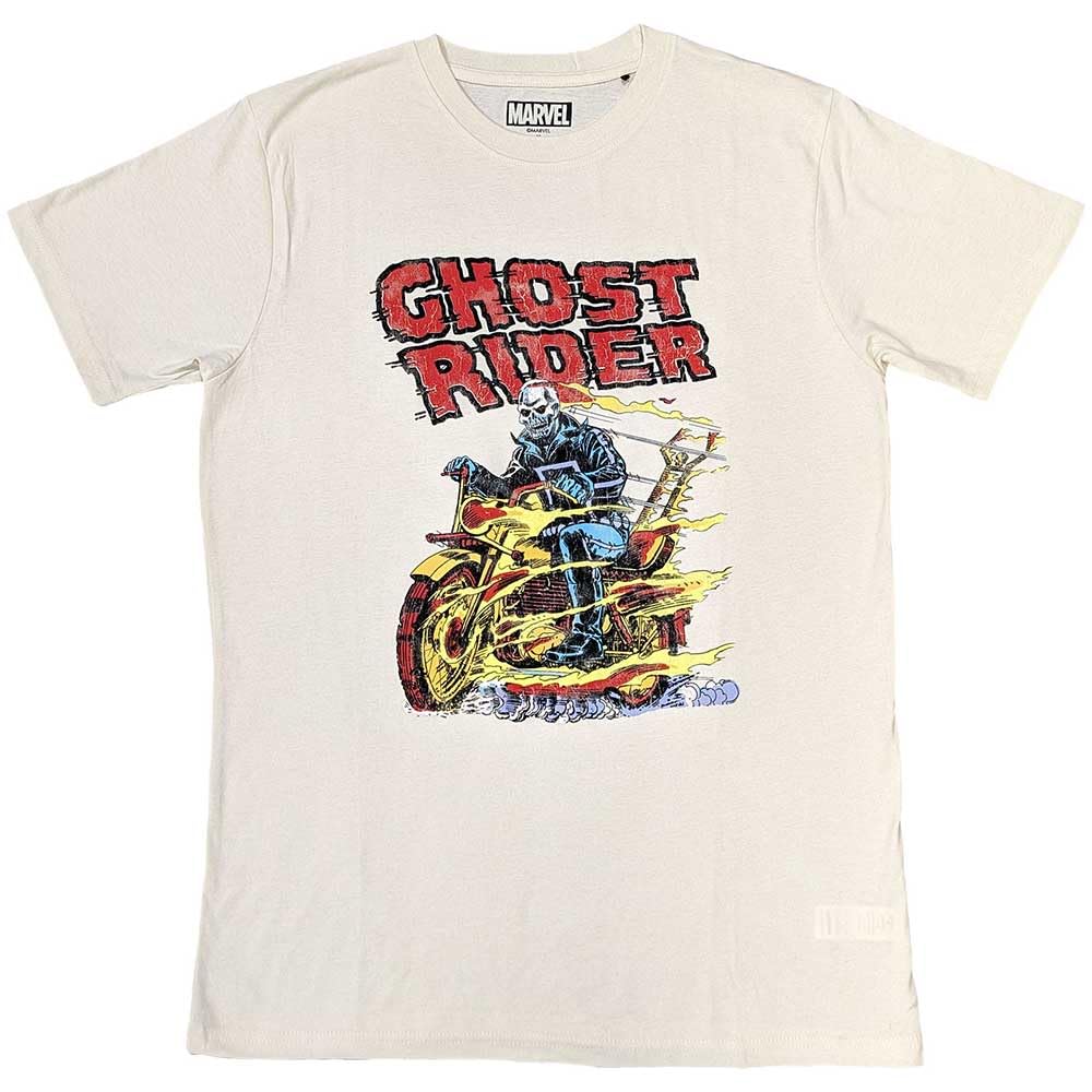 Marvel Unisex Natural Ghost Rider Bike T Shirt In Medium