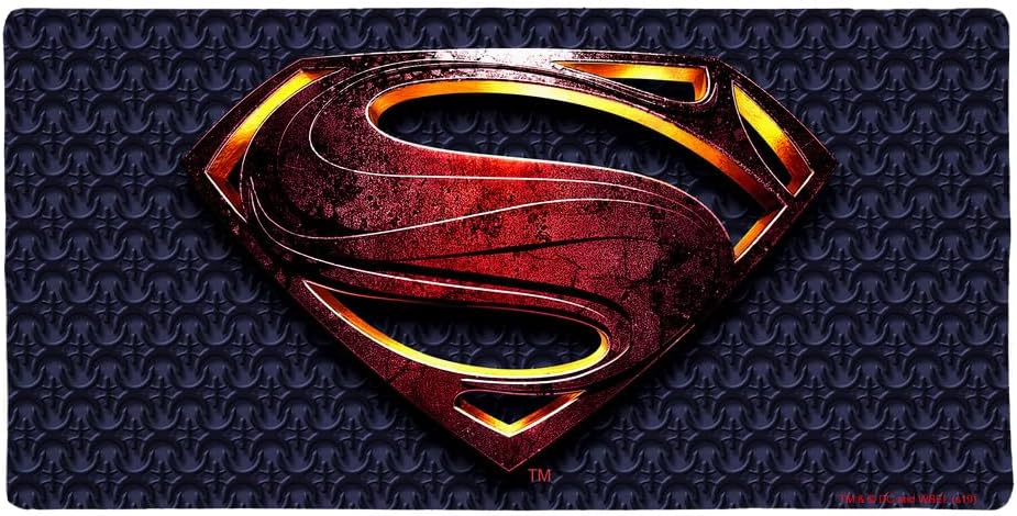 Justice League Movie Superman Logo Large Gaming Mouse Pad Desk Mat with Stitched Edges, Non-Slip Base for Gamer, Home and Office, 31.5 x 15.7