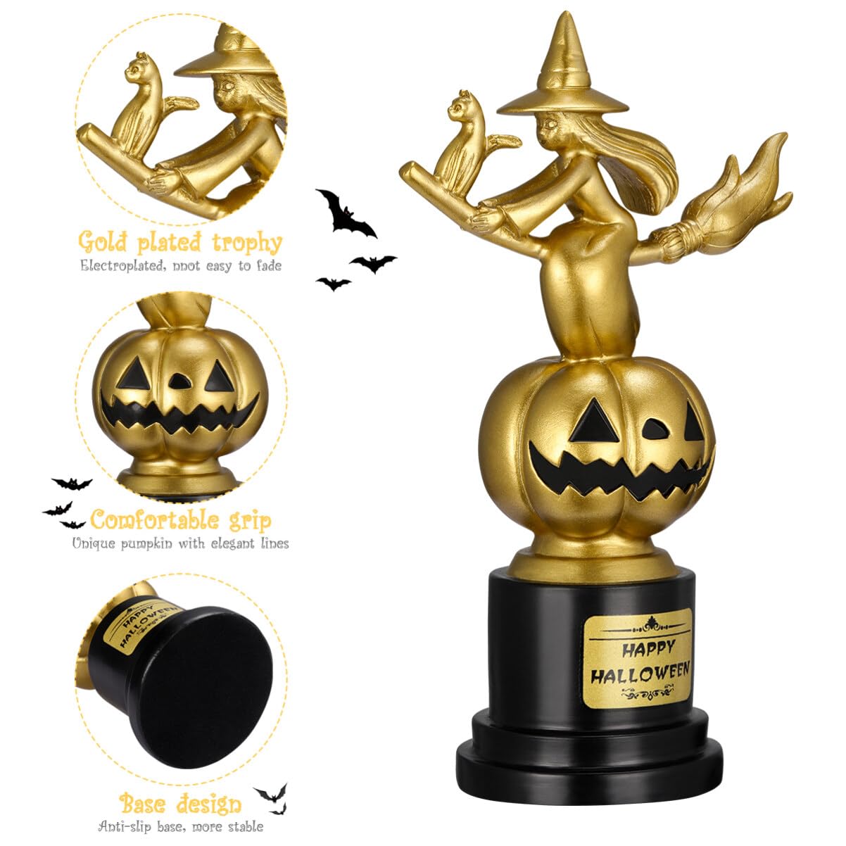 NUOBESTY Trofeum Z Dyni Czarownicy Trofeum Z Okazji Halloween Złote Trofeum Nagroda Za Najlepszy Kostium Trofeum Zwycięzcy Nagród Imprezie Cosplay