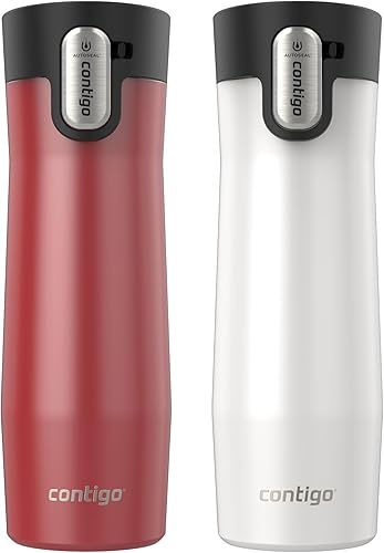 Miniatura 13 de Contigo AUTOSEAL West Loop - Taza de viaje de acero inoxidable aislada al vacío con tapa fácil de limpiar, 20 onzas, sake Sake,Azul (Arándano),Aster