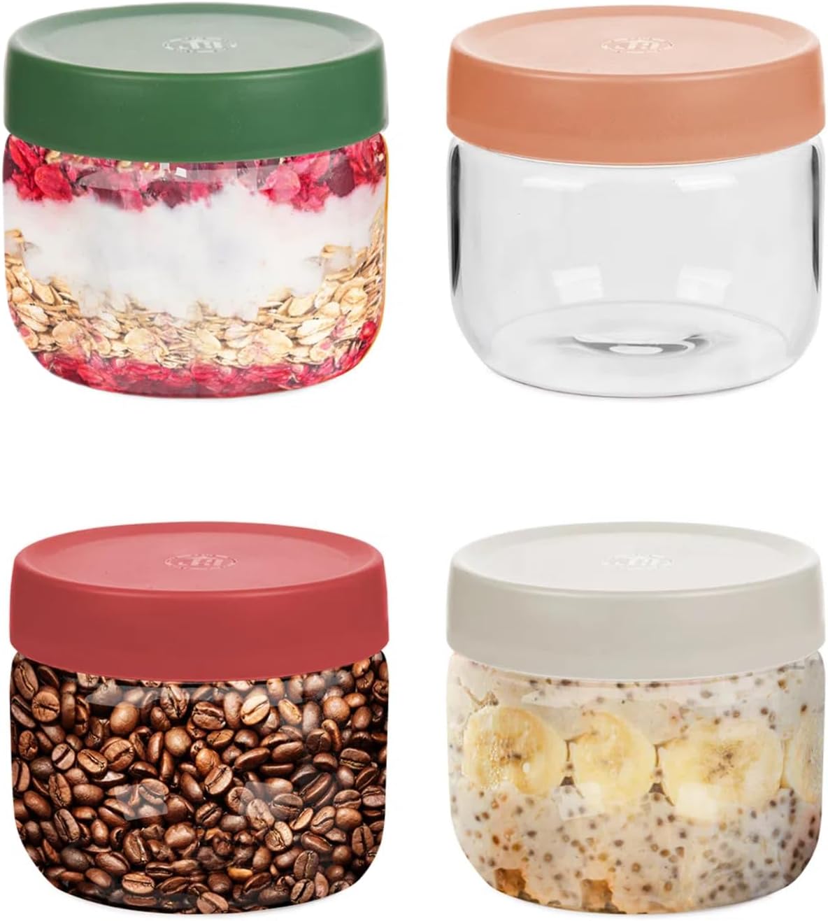 10oz Borosilicate Glass Jars with Lids - Freezer to Oven Safe(-4°F to 446°F), Airtight Meal Prep Containers for Overnight Oats, Snacks, Coffee, Microwave & Dishwasher Safe (4pack) 10oz - 4pack - Image 1 of 9