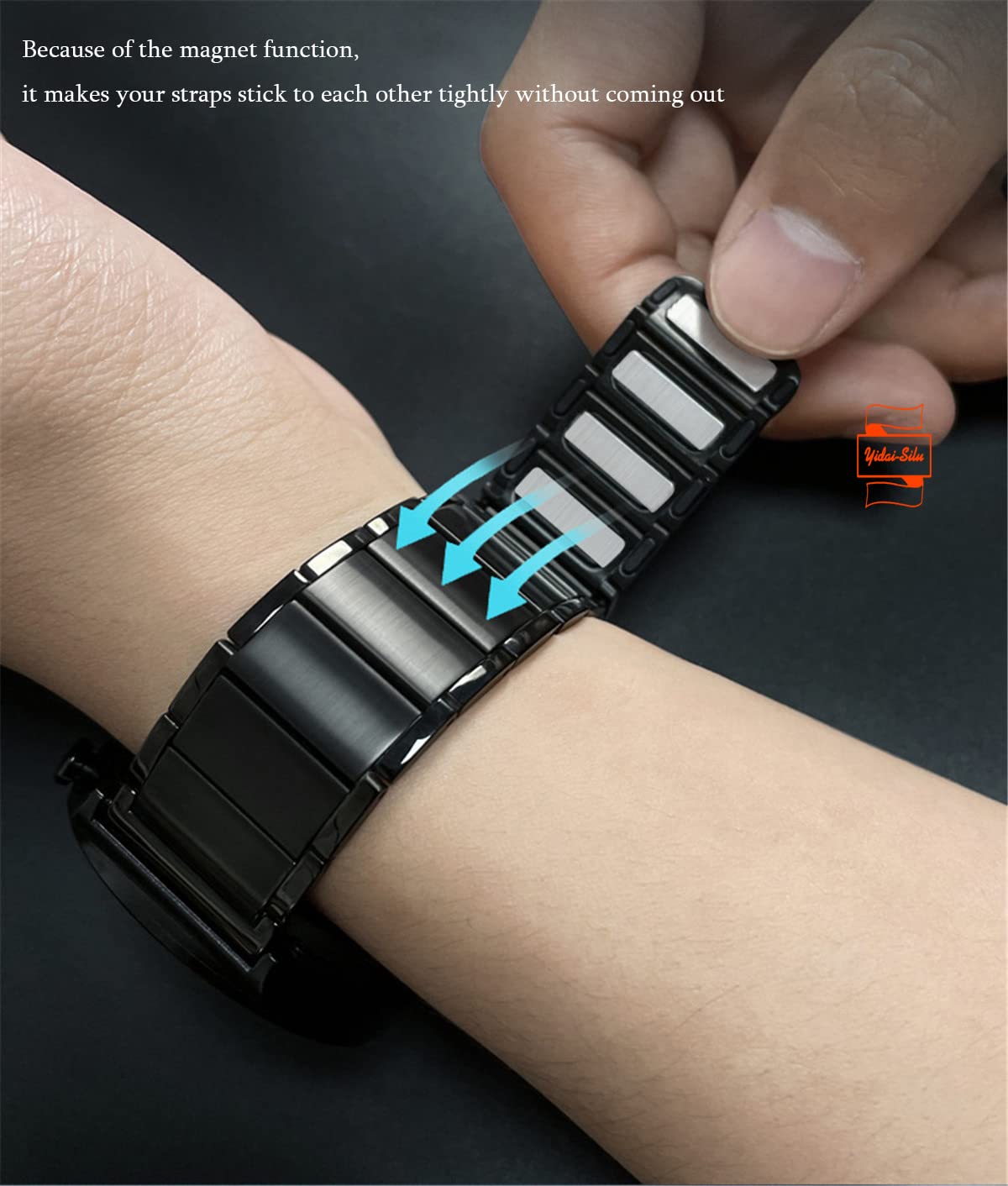 Amazfit Stratos 2, cinturino in acciaio inox, chiusura magnetica, ventilata, cinturino di ricambio intelligente per Samsung Amazfit Stratos 2 22 mm, grigio