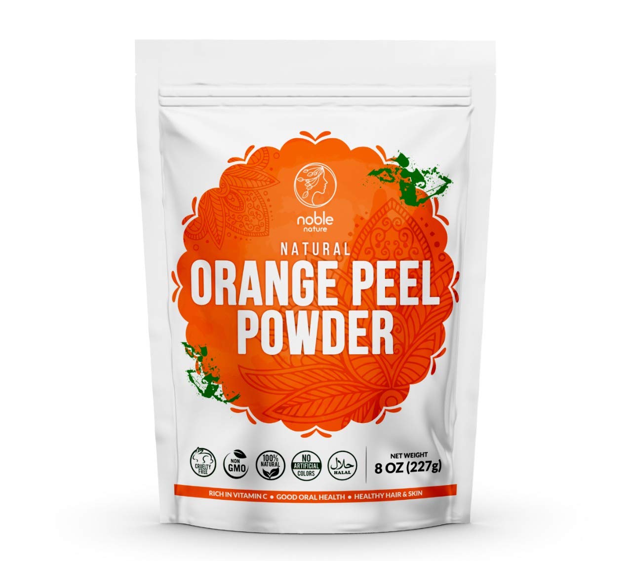 Noble Nature Natural Orange Peel Powder, 227 gms (Citrus Aurantium) (Santra Chilka) | 100% Natural and Pure | For Skin Whitening and As a Toner