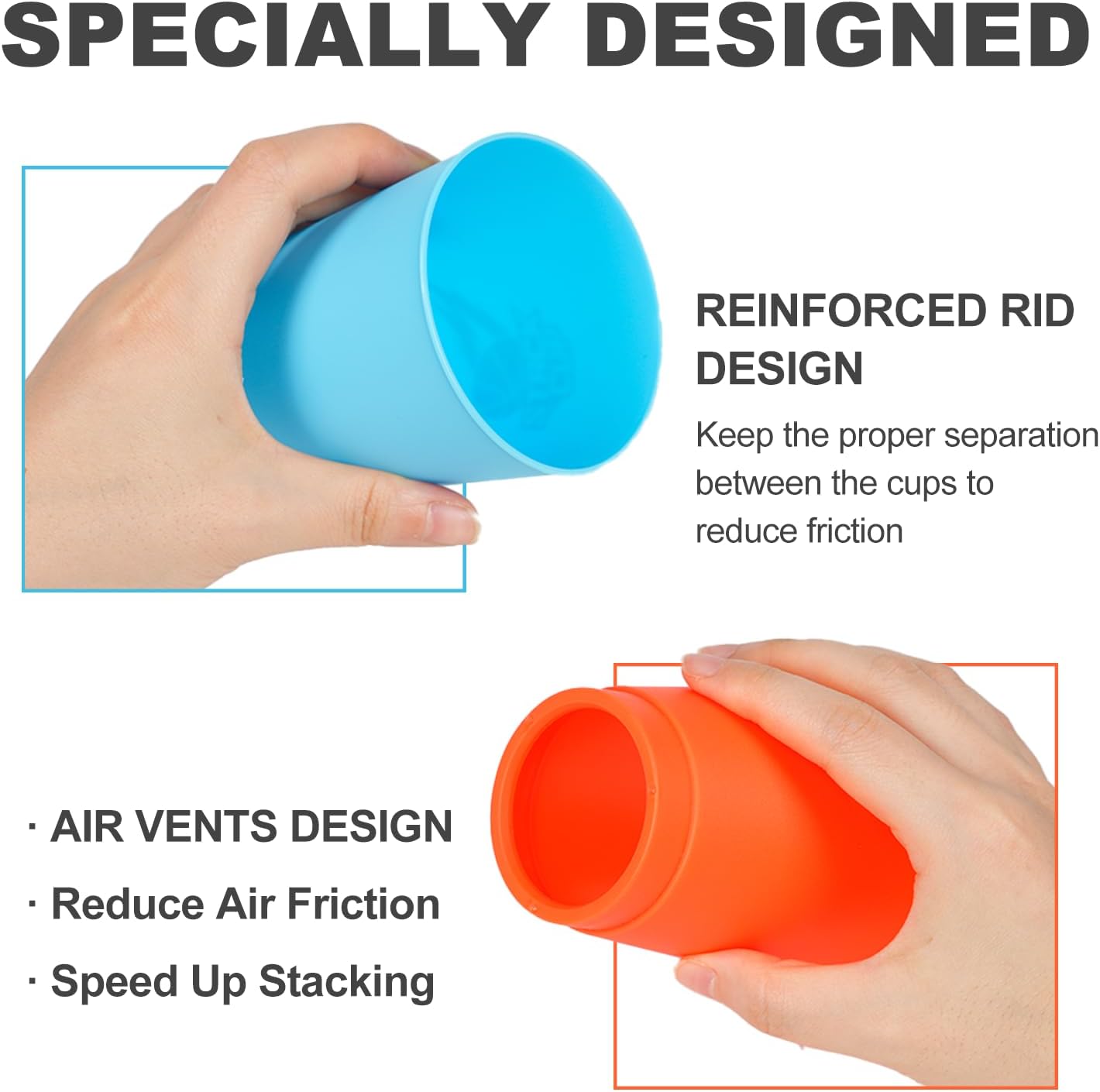SEISSO Sport Stacking Cups Set，Stacking Cup Classic Speed Training Game for Kids Adults, Plastic Speed Stacking Cups Family Game Toy for Boy Girl Party Challenge Competition Travel Gift Blue+ Red