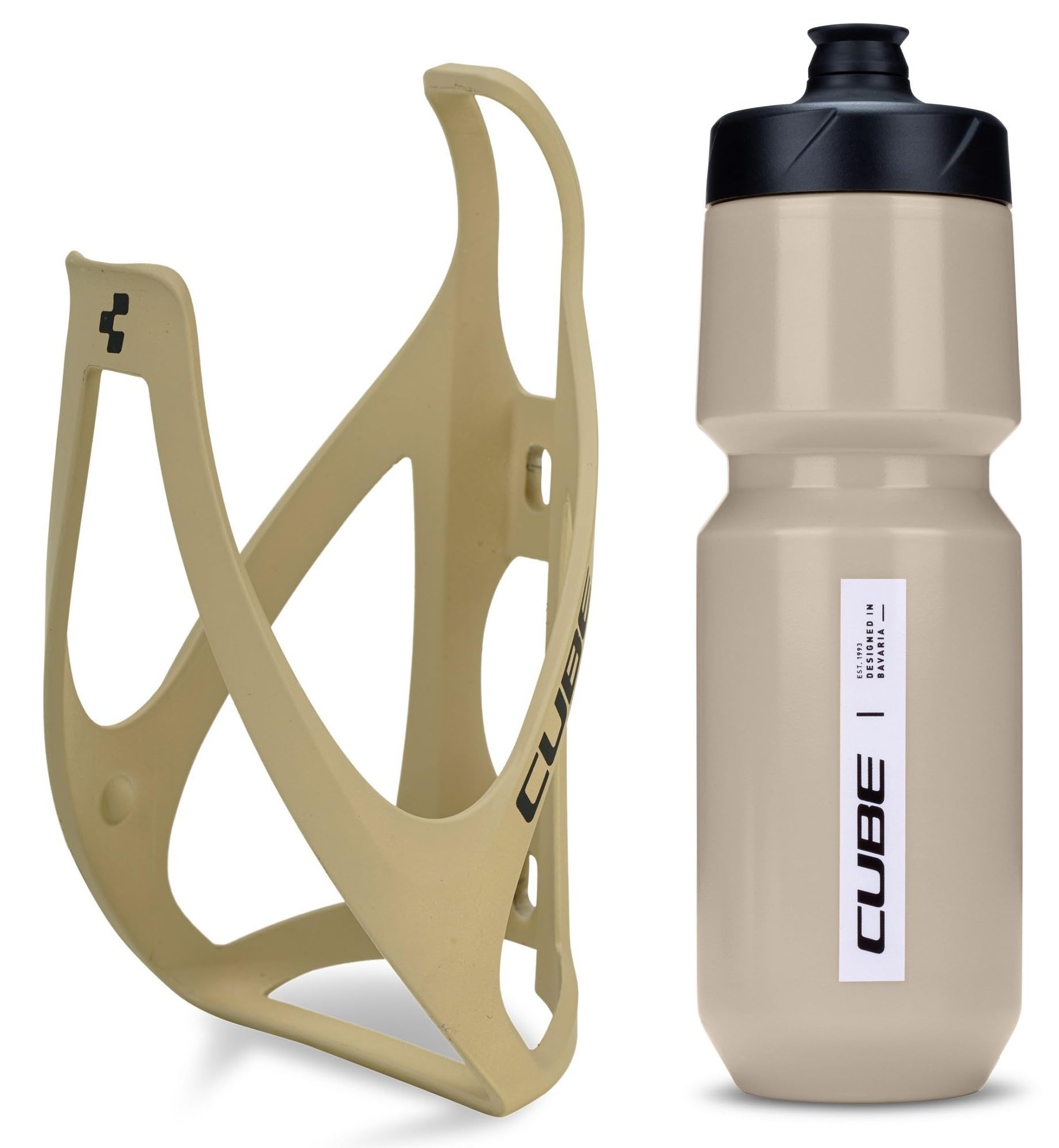 Cube HPP Cage - Matt Sand & Flow Bottle - Sand, 750ml / Pair Kit Set Hydration Hydrate Drinking Drink Water Bidon Vessel Flask Holder Mount Bracket Bicycle Cycling Cycle Bike Accessories โ image 1