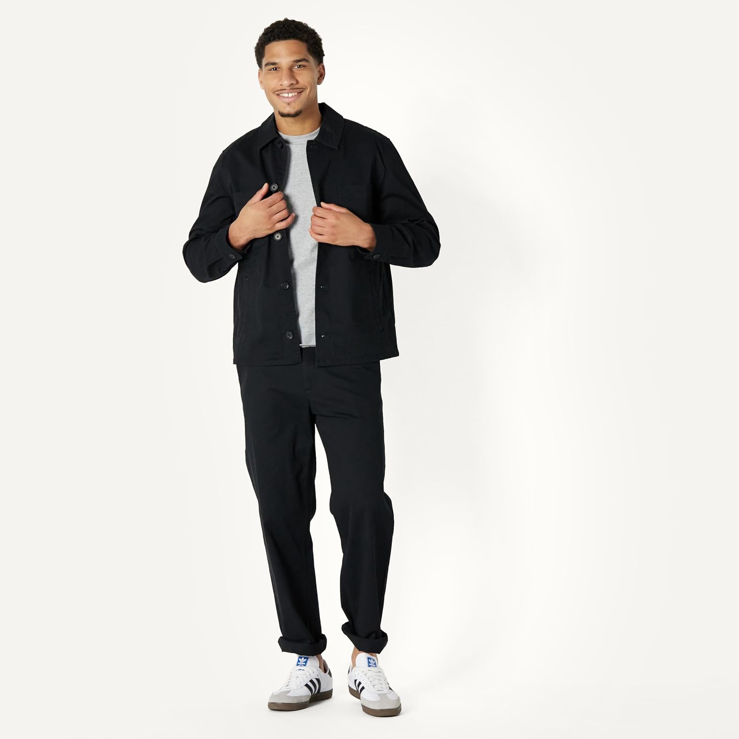 Amazon Essentials Men's Relaxed-Fit Stretch Cotton Utility Jacket with Multi Pockets