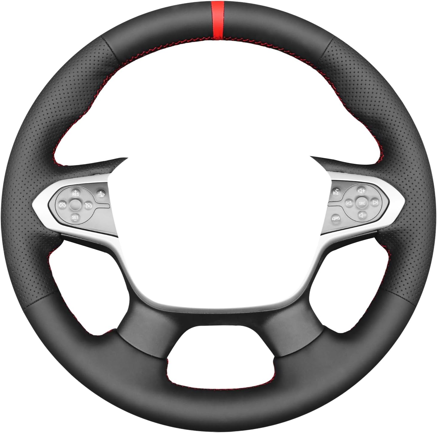 MEWANT Steering Wheel Cover for Chevy Colorado 2015-2022 / Chevy Traverse 2018-2024 Hand-Stitched Microfiber Leather Steering Wheel Wrap