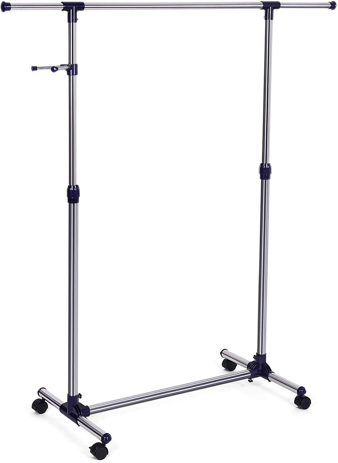 TrAdE Shop Traesio - Stand Appendiabiti Doppio Con Ruote Da Terra Per Abiti Scarpe Salvaspazio Bianco 86524364