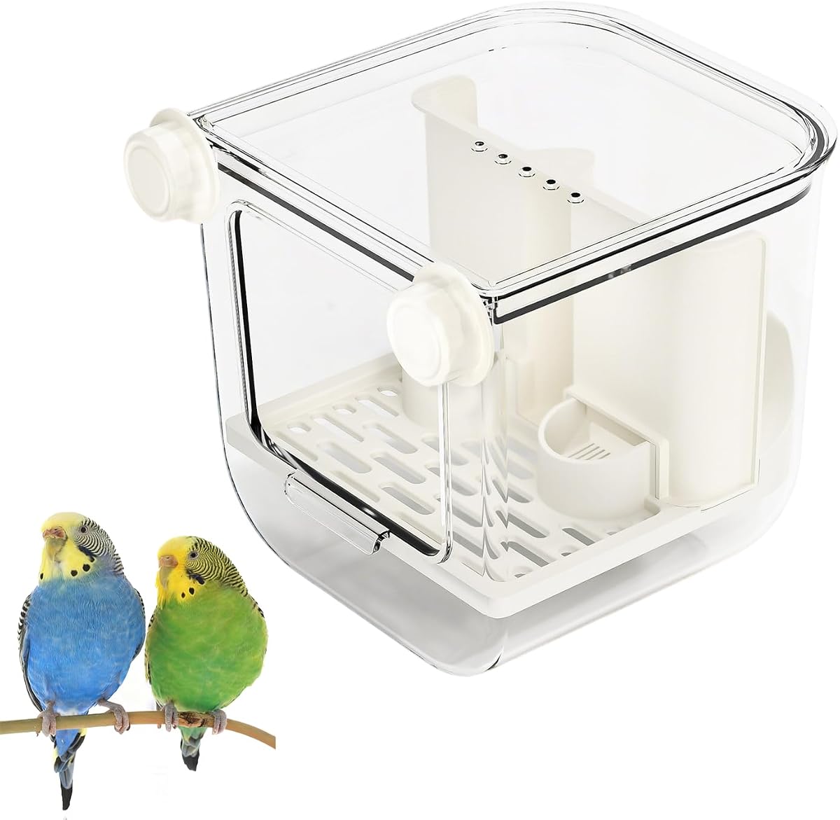 No Mess Bird Feeder for Cage, Hanging Bird Bath for Cage for Lovebirds, Finches, Parakeets, Budgies, and Other Small to Medium Birds