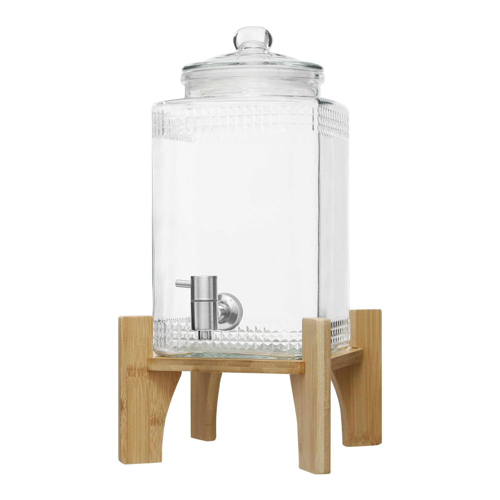 Dispensador de bebidas con grifo, dispensador de agua de cristal, dispensador de zumo con soporte de bambú, dispensador de té helado, dispensador de limonada para restaurantes, hoteles, fiestas