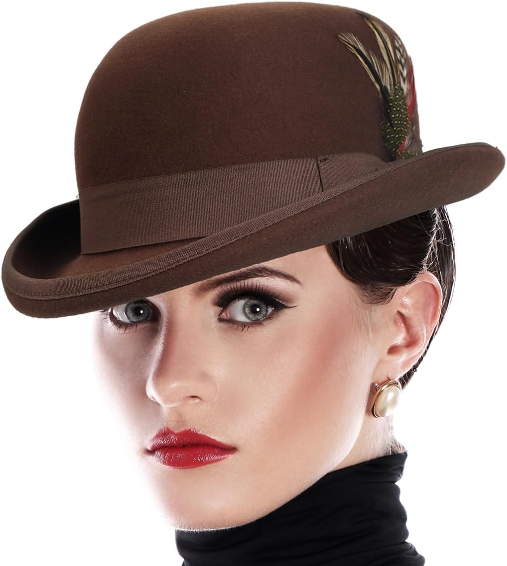 VECRY Wool Fedora Hats for Men Women Felt Church Bowler Derby Hat