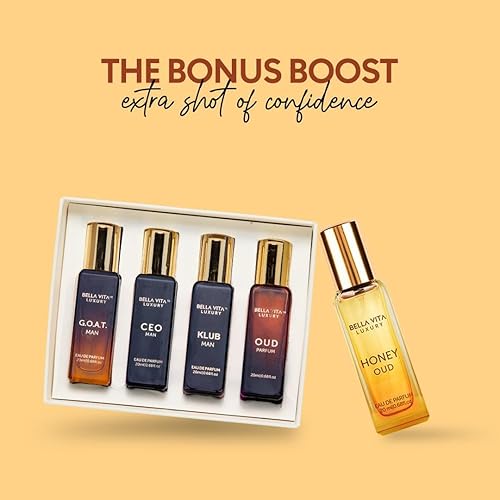 Miniatura 2 de BellaVita Luxury Booster Perfume Set de regalo para hombres  5 Minis de lujo  Larga duración  Oud, CEO Man, Klub Man, G.O.A.T., Honey Oud  EDP