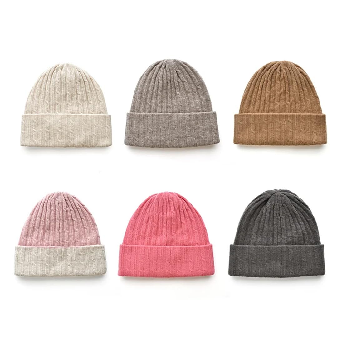 Gorro De Lana Pura De Doble Capa Trenzado Fino Para Mujer, Gorro De Lana De Punto Cálido, Gorro Para Niña Y Niño Para Otoño E Invierno