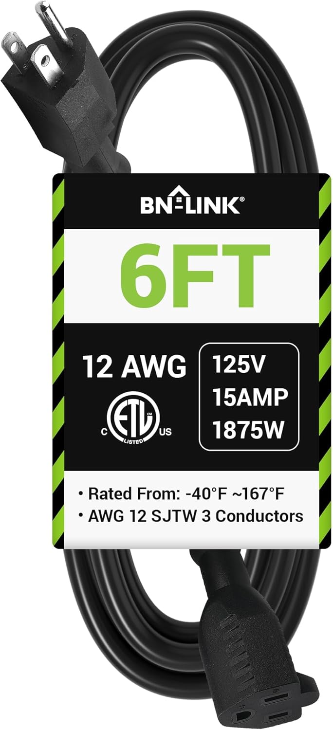 BN-LINK 6ft Heavy Duty Outdoor Extension Cord Review: Best for Lawn Mowers & Garden Tools