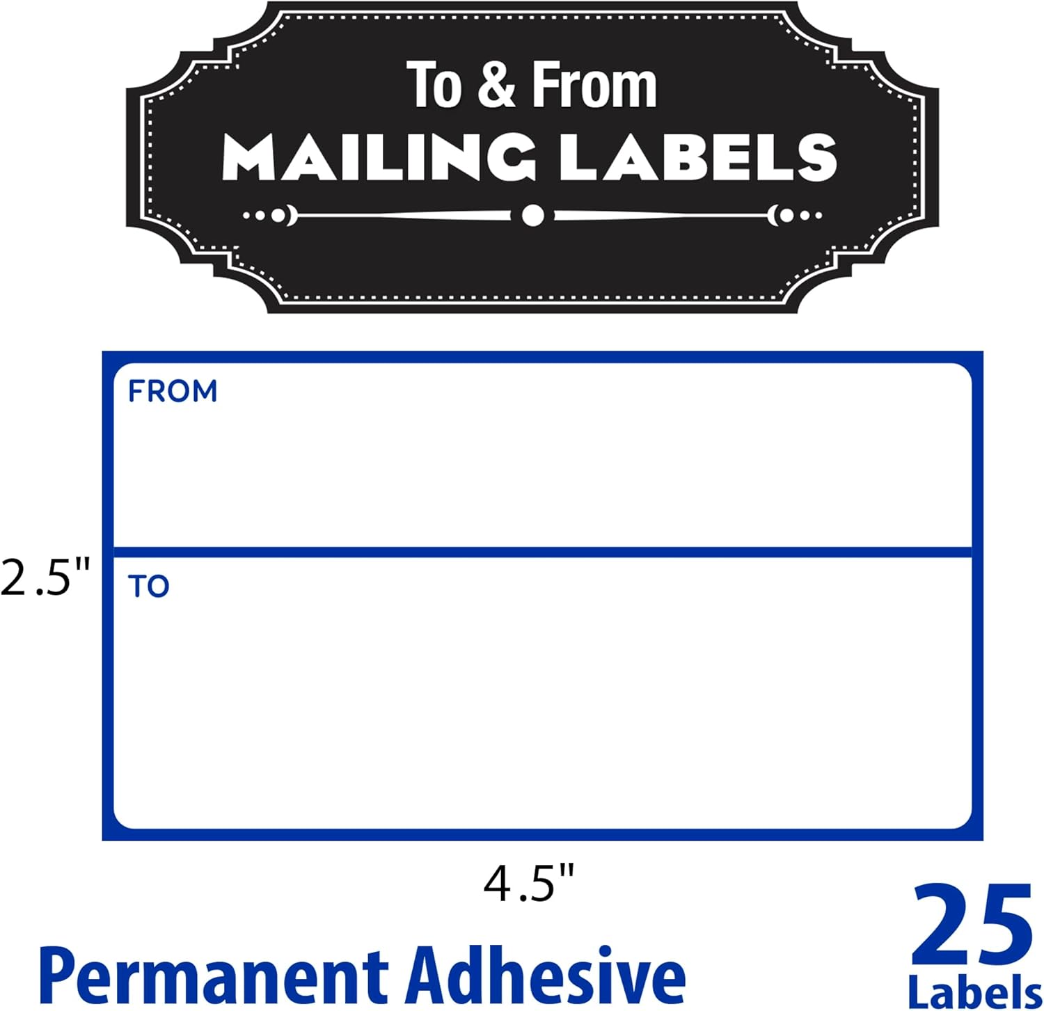 BAZIC Products Mailing Label 4 1/2" x 2 1/2" Self Adhesive Shipping Labels, Easy to Peel Address Labels, Matte White (25/Pack), 24-Packs