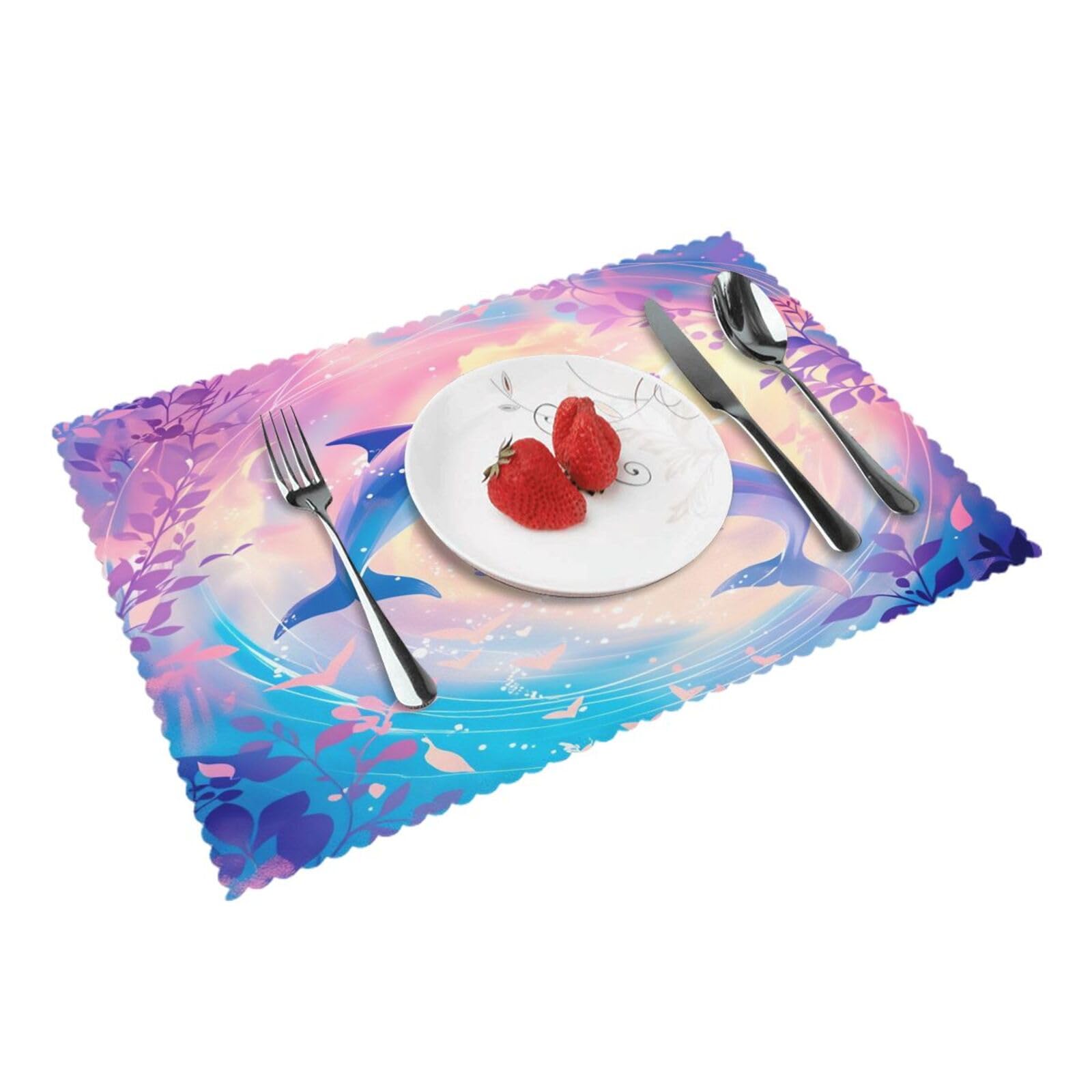 Dolphin PairGlow Placemats Set of 4 Print Table Mats Place Mats Table Decor for Kitchen Dining 12X18 in