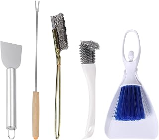 SQUSIMEI 5-Piece Stainless Steel Bird Cage Cleaning Set - Poop Scoop, Wire Brush, Fork for Parakeets & Small Pets