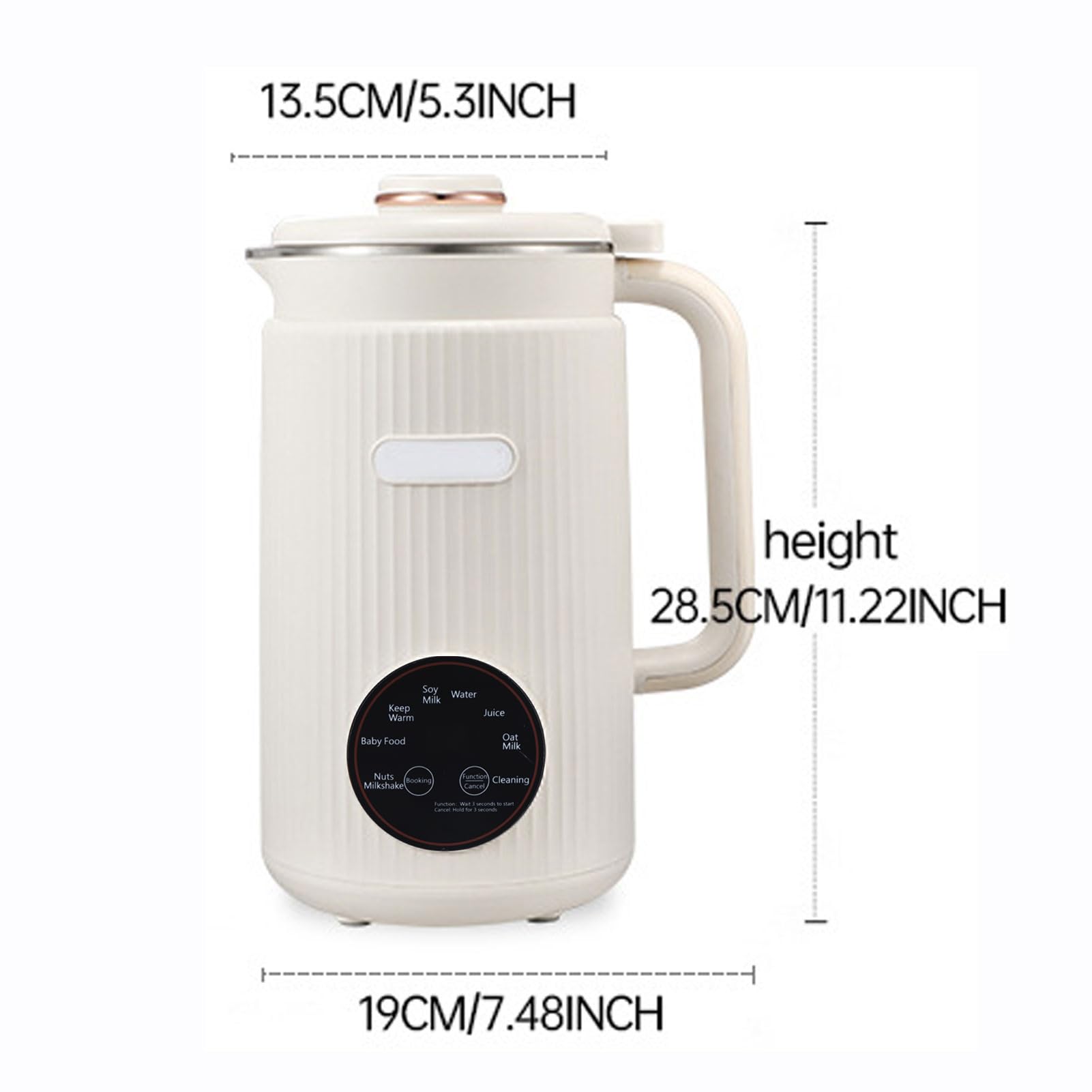 8 IN 1 Machine à Lait Végétaux, Machine à Lait de Noix Automatique, Machine pour Lait Végétal Fait Maison sans Lactose, pour Avoine, Soja, Noix, Fruits etc (Blanc)