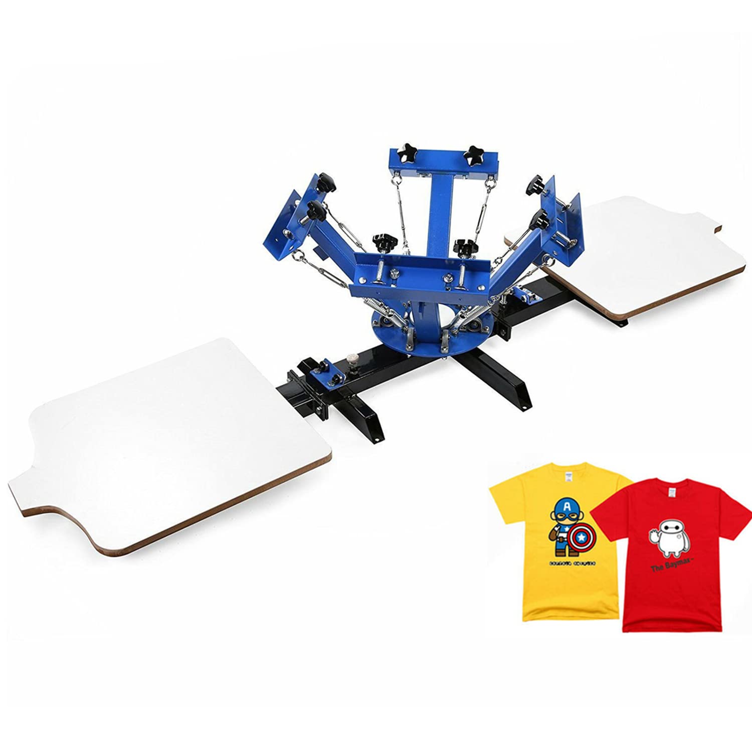 SDKEHUI 4 Farbe 2 Station Siebdruckmaschine, Siebdruck T-Shirt Printer, Textildruck DIY Kreatives Design,Kissenbezüge, Taschen, Vliesstoffbeutel