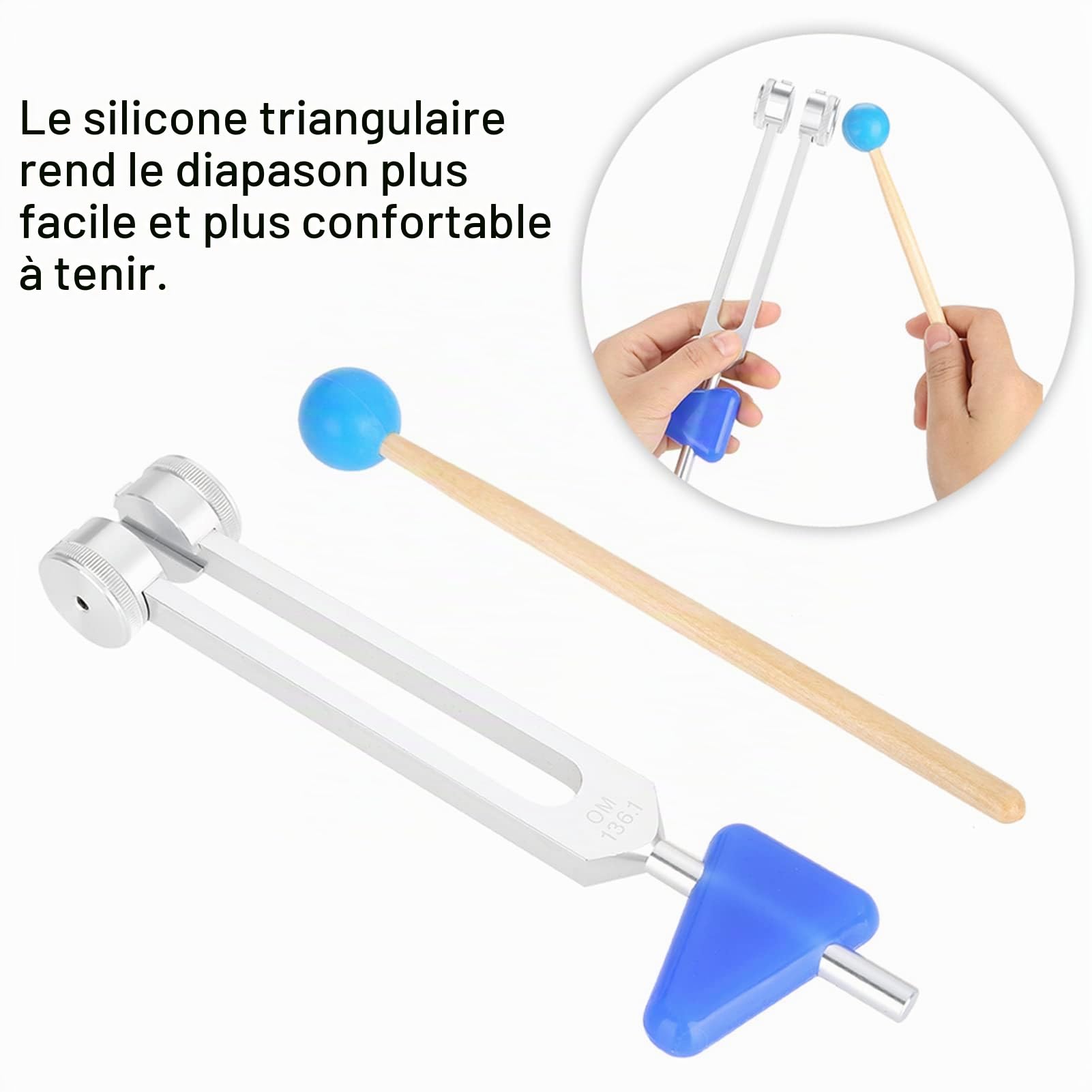 Diapason en Aluminium OM 136.1Hz, Diapason Therapeutique Diapason Om 136.1 Kit D'instruments à Fourche pour les Outils de Thérapie par Vibration de Guérison du Son