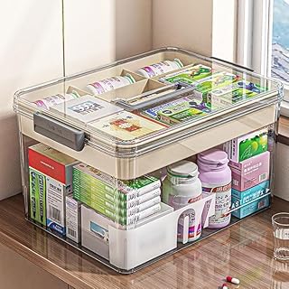 CARRORABI Medicine Storage Box With Handles & Multi-layer, Large Capacity Plastic Pills Box, Household Portable Medical St...