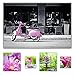 Produktbild Eco Light Wandkunst Leinwand Bundle nachleuchtende Lovely Pink Scooter in Italien 80 x 120 cm und Schlafzimmer pink Collage Set von 4, Leinwandbild für Wanddeko und Wohnzimmer Artwork modernen gerahmt