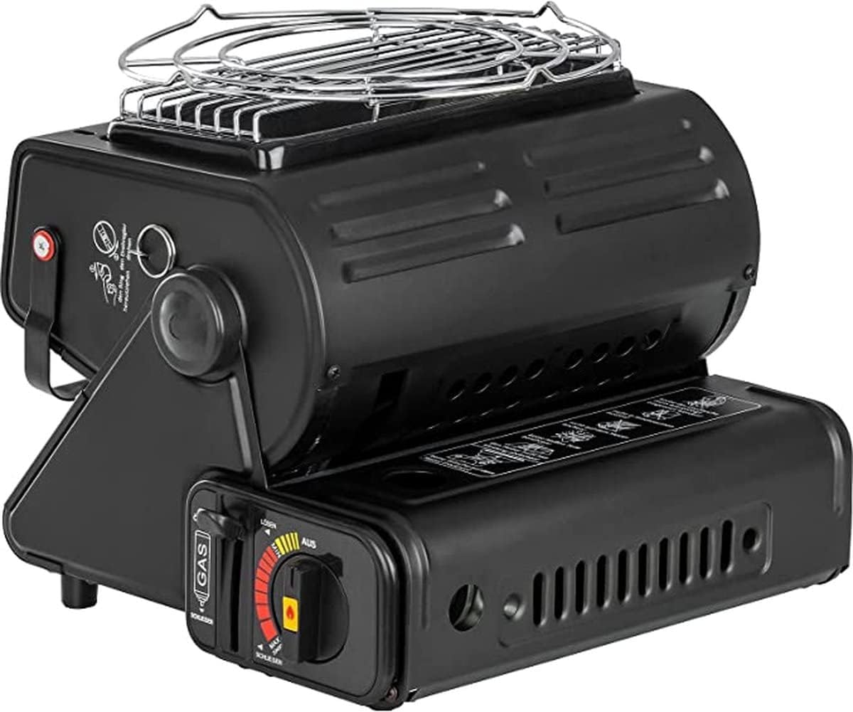 SMH LINE® Chauffage à gaz Portable 2 en 1 pour Camping, Tente d'extérieur, Caravane, réchaud 1,3 KW + Cartouches de gaz Butane en céramique GPL