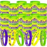 Moon Boat 144PCS Mardi Gras Accessories Bulk Parade Throws Rubber Wristbands Bracelets - Carnival Party Favors Supplies Gifts Decorations, 6 Styles