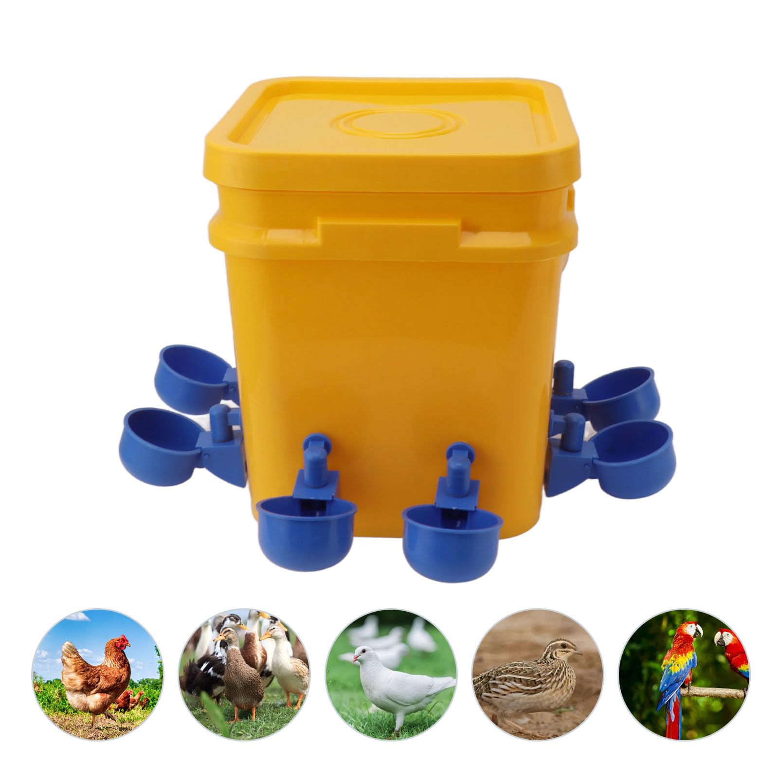 Akozon Bebedero Automático para Pollos, 12 litros, Bebedero para Aves de Corral con Barril y Tazón Azul Grande, Alimentado por Gravedad, Diseño sin Desbordamiento para Patos, Pollos y Pájaros (Cubo