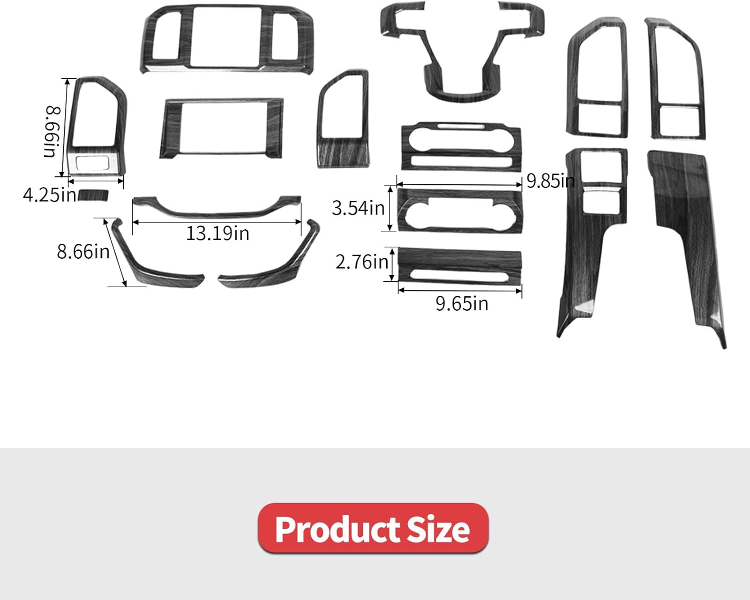Jimen Fit for Ford F150 2015-2020, 16PCS Interior Trim Kits - Center Console Dashboard Cover, AC Control Panel, Volume Adjust Panel, Dash Side Air Vent Cover Trim (Black Wood Grain)