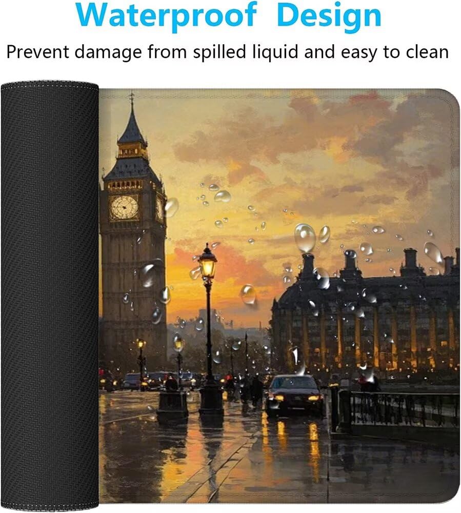 Londra Tappetino Mouse XXL 1000x500x3mm, Gaming Tappetino Mouse Il Grande Ben Mousepad con Base in Impermeabile Gomma Antiscivolo per Tastiera, PC, Computer Ufficio Idea Regalo Festa del Papà X-806