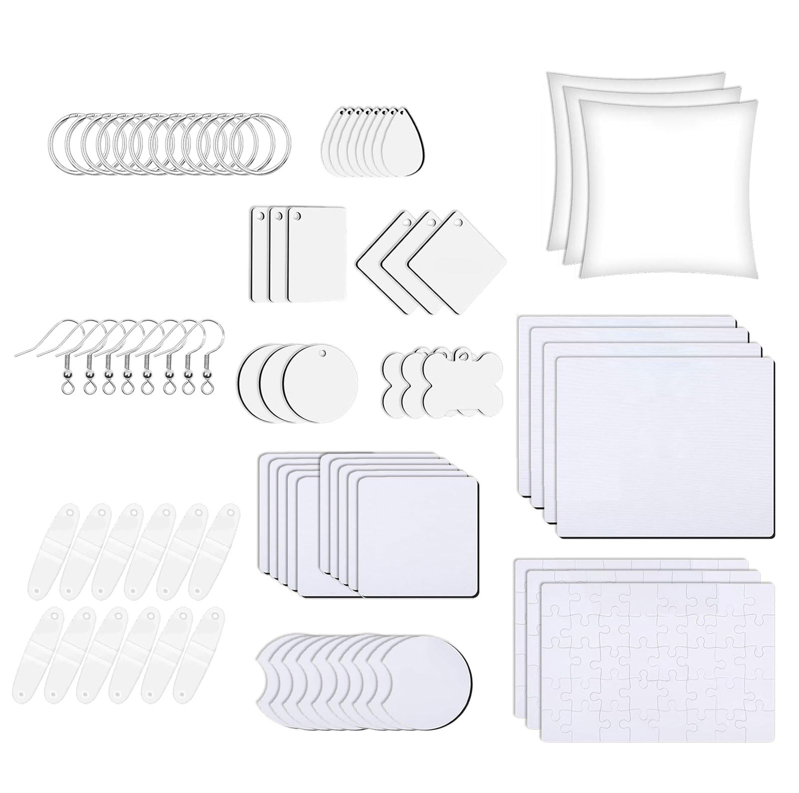 Tsophreniq 82Pcs Acrylic Clear Blanks Heat Transfer Discs for Keyring Earrings Pillow Covers Coasters Pad Jigsaws Puzzle Clear Discs
