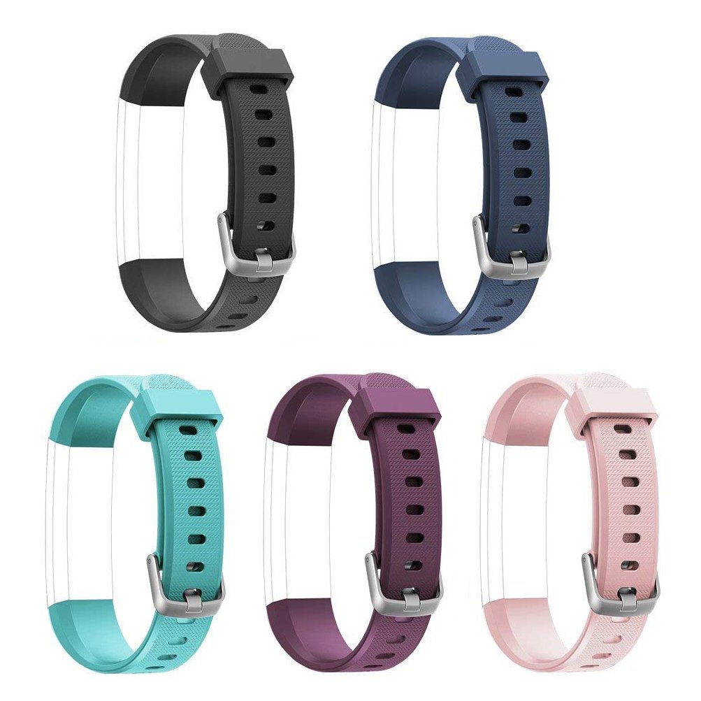 ID115U Replacement Bands - Adjustable Replacement Straps/Replacement Bands for ID115U Fitness Tracker Slim Smart Wristbands(Black+Purple+Pink+Blue+Green)