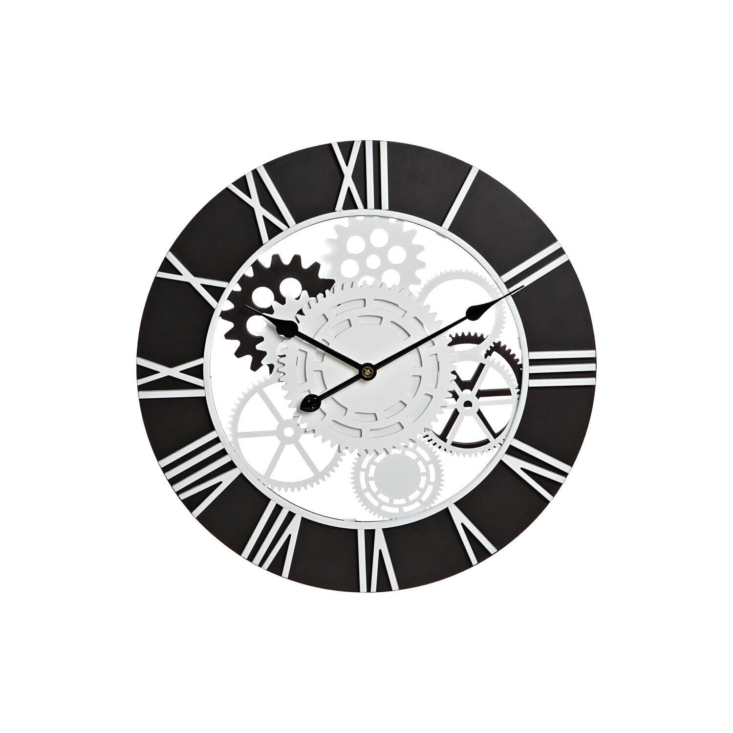 Horloge murale engrenages de 60cm noire pour salon contemporain et loft