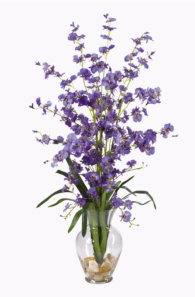 Nearly Natural 1073-PP Dancing Lady Liquid Illusion Silk Flower Arrangement, Purple 29 in x 10.25 in x 10.25 in