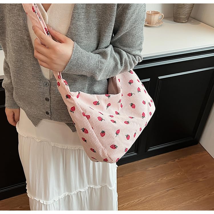 Strawberry Tote Bag for Women Adjustable Shoulder Bag Cute Zipper Purse Handbag3