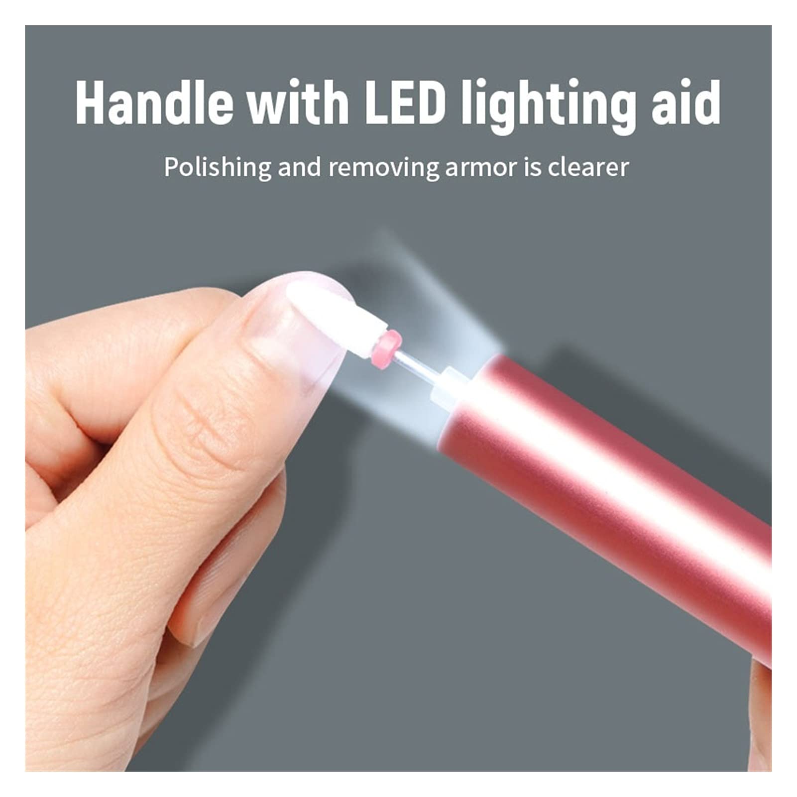 Máquina Perforadora de uñas 1200 0RPM Máquina de manicura eléctrica Mini USB Carga Herramientas eléctricas Taladro uñas(Pink)