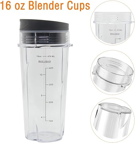 Miniatura 4 de Taza de una sola porción de 16 onzas para licuadora profesional Ninja BL770 BL780 BL660, piezas de repuesto para licuadoras Ninja All Pro de 4