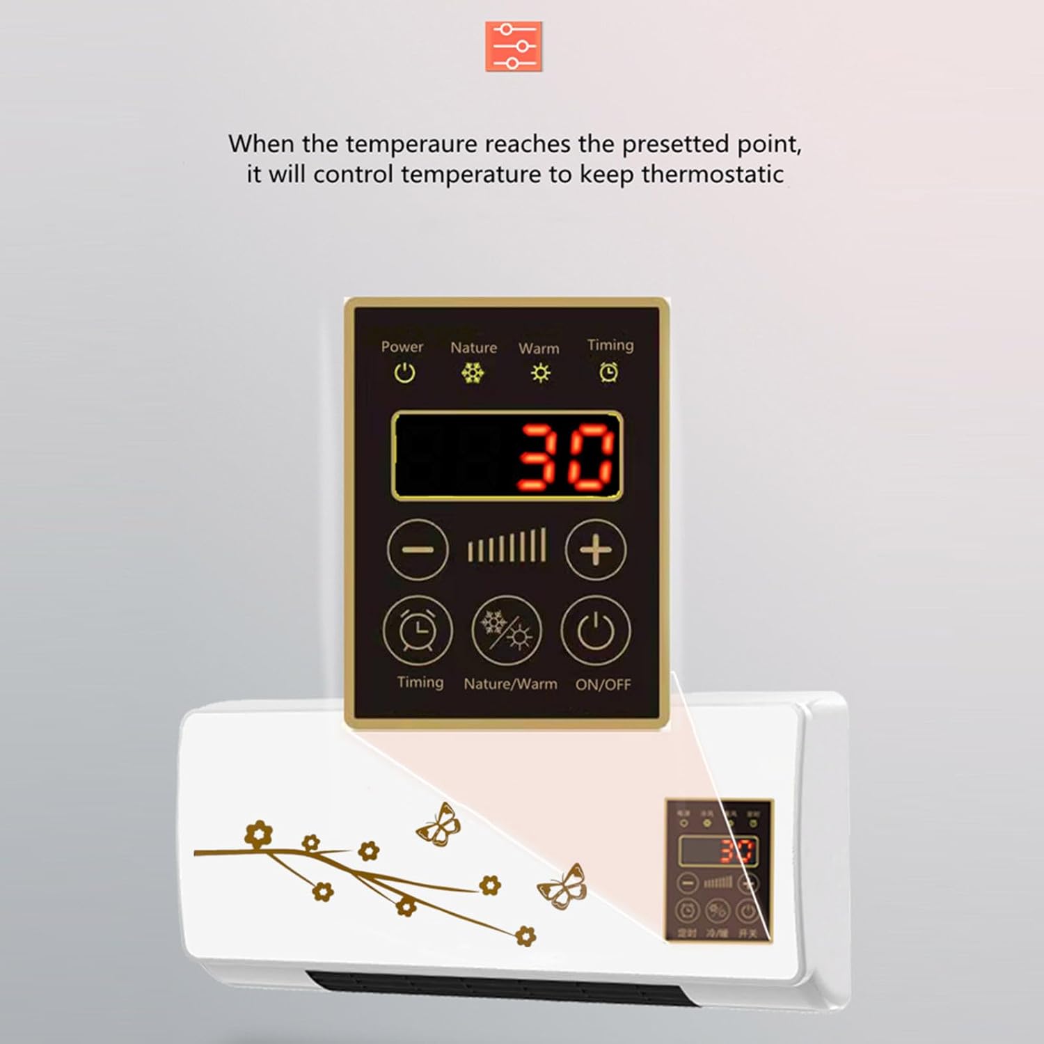 Mini Wall Mounted Air Conditioner, 2 in 1 Wall Mounted Air Conditioner Heater Combo with Remote Control, Portable Air Conditioner with Heating Fan