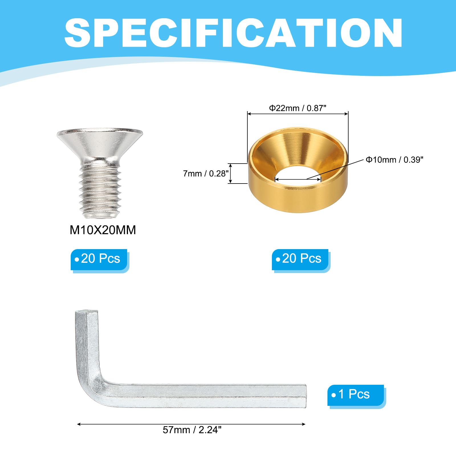 PATIKIL M10 Finish Countersunk Washer Kit - Image 2