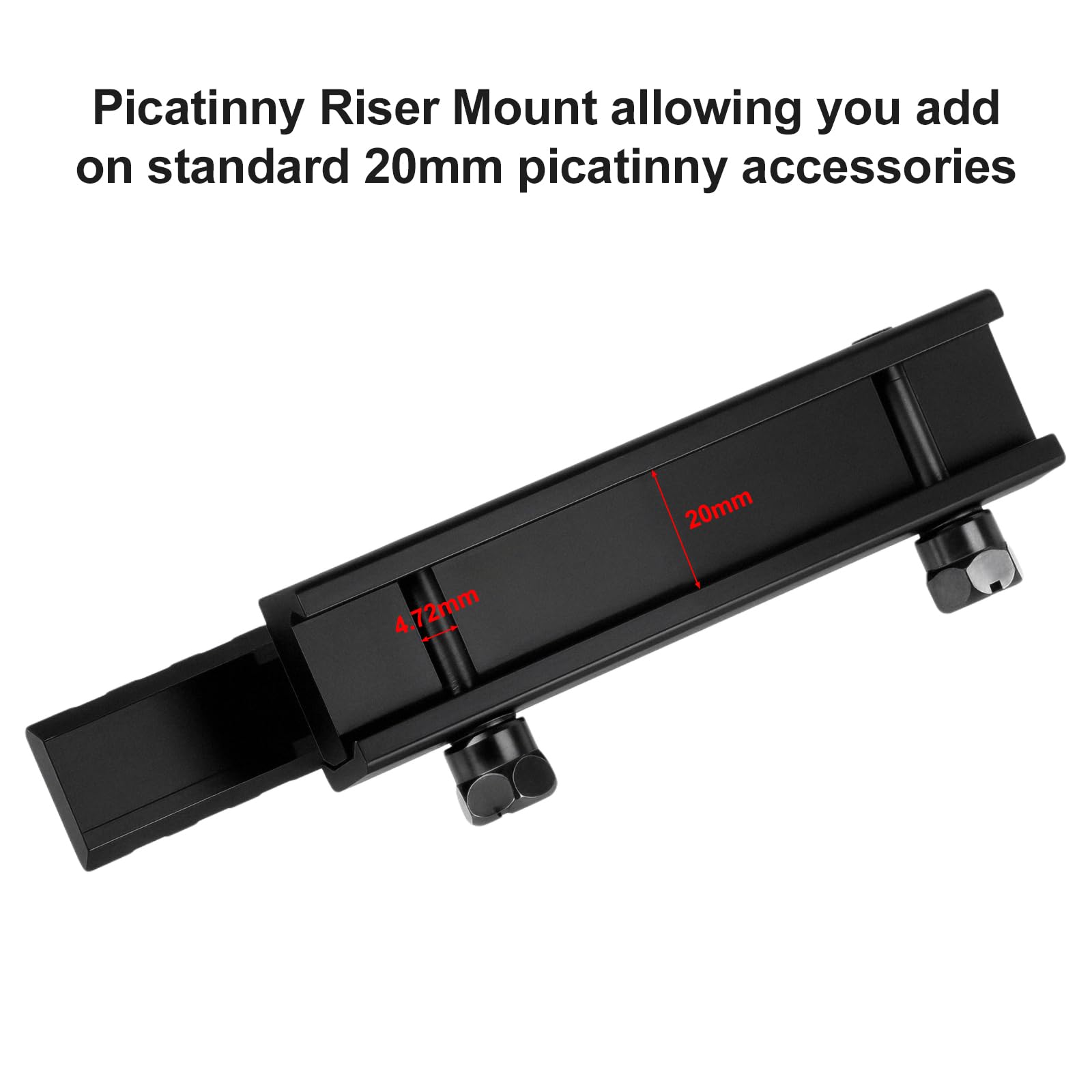 Tactique Riser Mount High Profile Scope Mount Base Riser Weaver Picatinny Rail 20mm Aluminium avec 13 Fentes Picatinny Rail