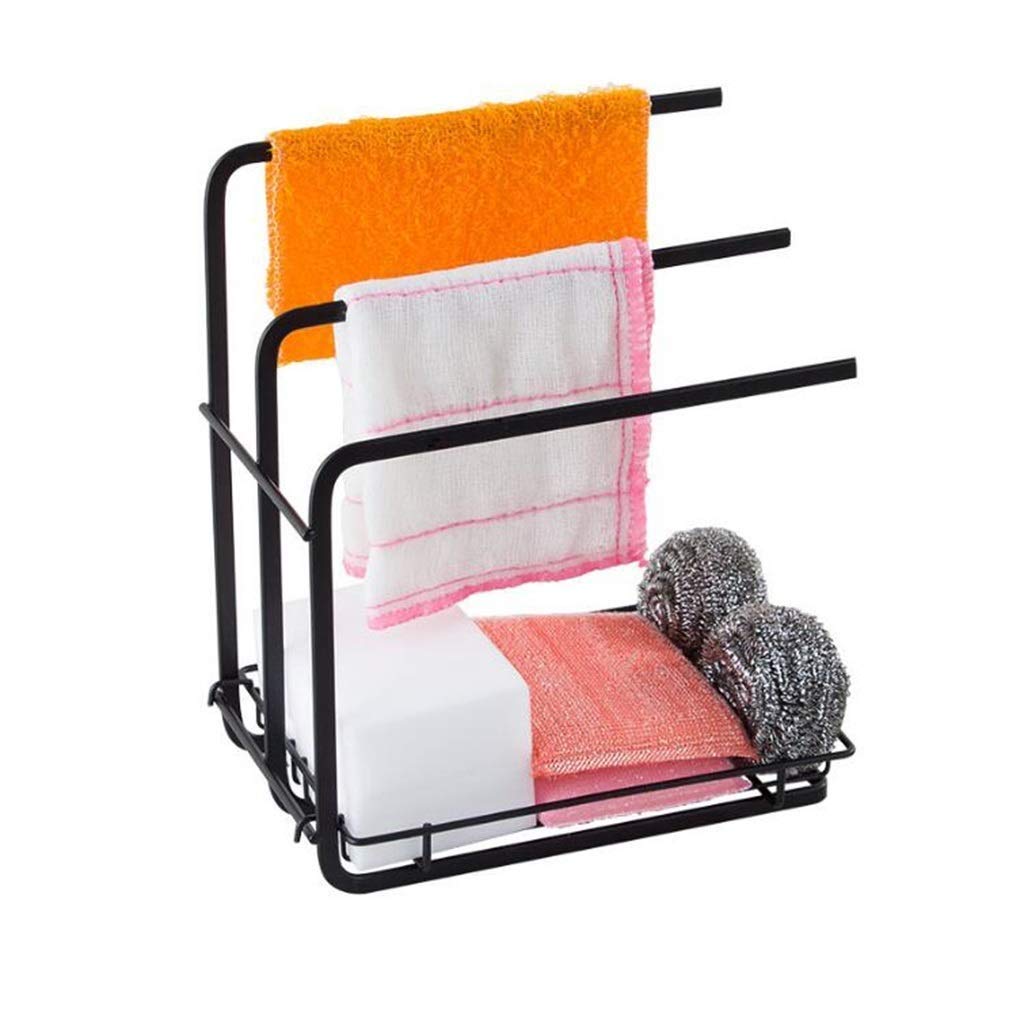 Kitchen Shelf-Stainless Steel Kitchen Sink Sponge Holder Sink Caddy Organizer Dishwashing Liquid Drainer Rack for Sponge Soap Brush