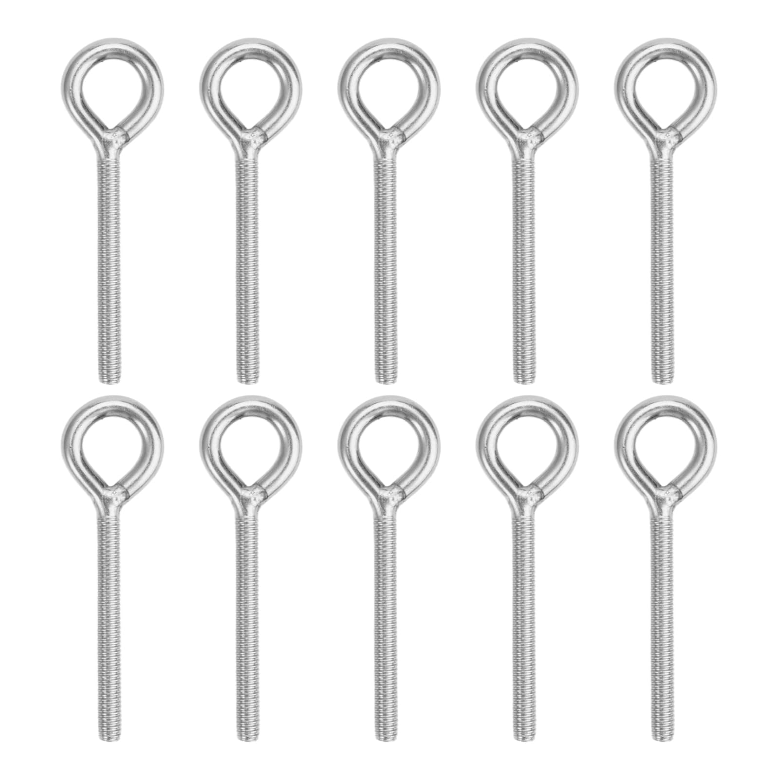 10 Pezzi M6 golfari bullone occhielli,Bullone a occhiello inox 304,75mm argento filettatura maschio bullone ad anello,Antiruggine anelli acciaio con vite,per Esterni Casa Fissaggio e sospensione