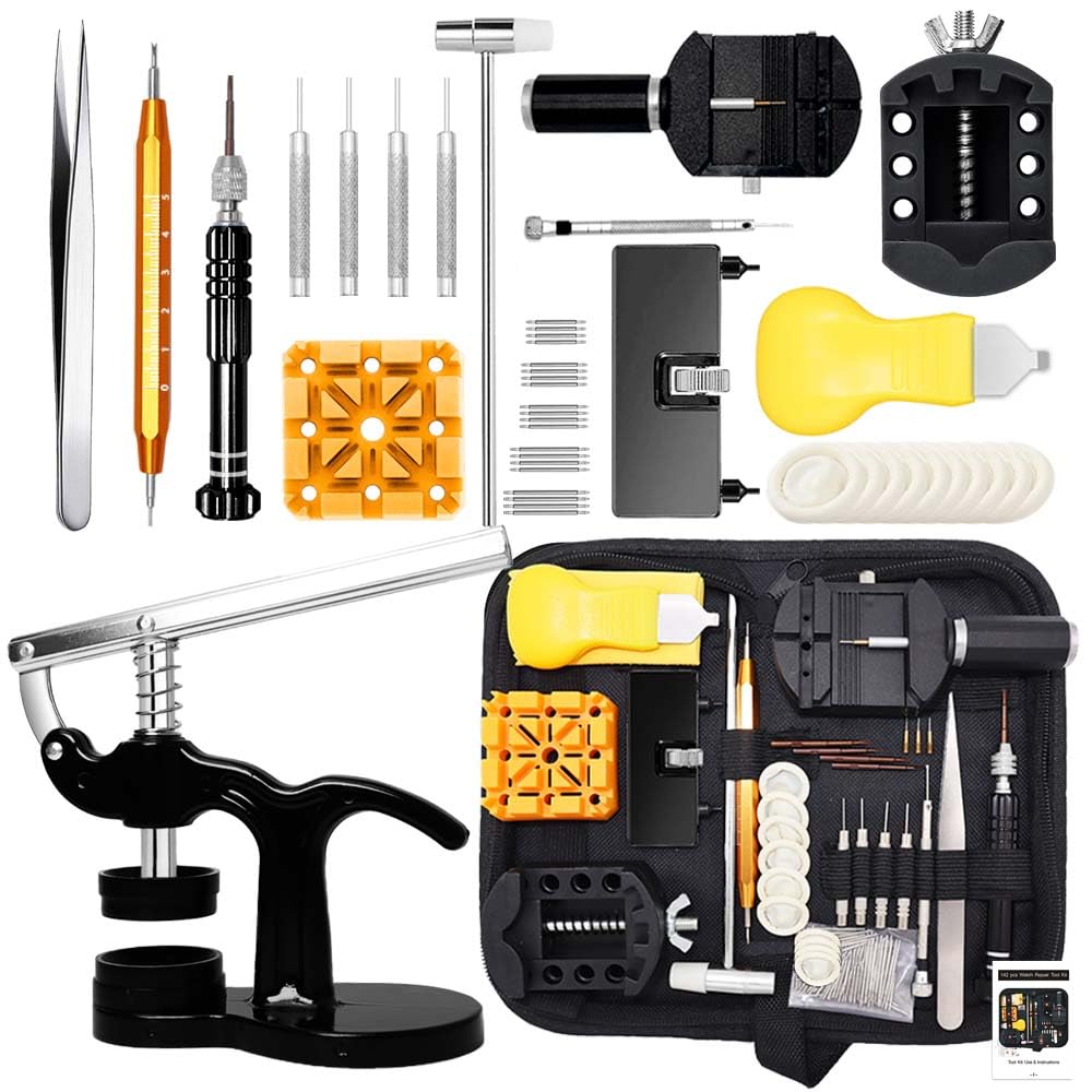 GLDCAPAWatch Repair Kit, GLDCAPA Professional Watch Battery Replacement Kit, Watch Repair Tools with Carrying Case, Watch Link Removal Tool Kit, Watch Case Opener, Watch Press Set with manual
