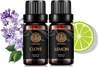 Aromatherapy Lemon Essential Oil Set for Diffuser, 100% Pure Clove Essential Oil Fragrance Kit for Humidifier, 2x10ml Therapeutic Grade Lemon Essential Oils Scent Set - Clove & Lemon Oils Kit for Home